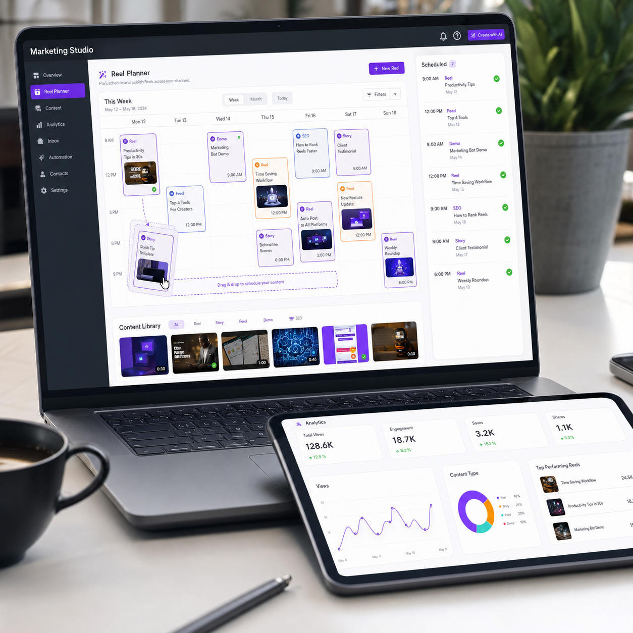 Content command-center screenshot